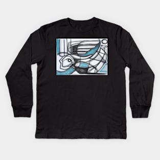 Abstract angel charcoal and chalk illustration Kids Long Sleeve T-Shirt